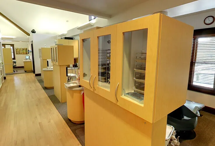 Cabinets with equipment inside
